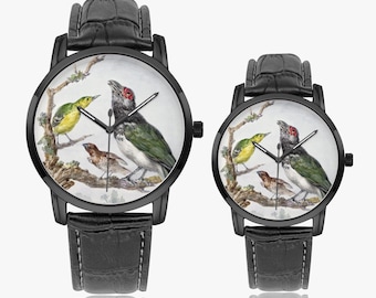 Orologio Aert Schouman Birds Art, cassa in acciaio inossidabile, cinturino in pelle