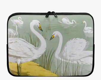 Swan Art Laptop Sleeve, Verneuil Design, Padded Tablet Case
