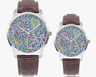 William Morris Fruit Pattern Watch, Leather Band, Couple Watch
