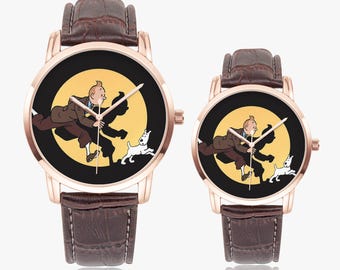 Montre à quartz Hergé « Les Aventures de Tintin » grand format, montre d'art, montre pour couple