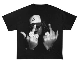 K-POP Tシャツ THE CULTURE THE FUTURE 黒 Future Middle Finger Shirt, Hip Hop Graphic Print T-shirt, Merch T
