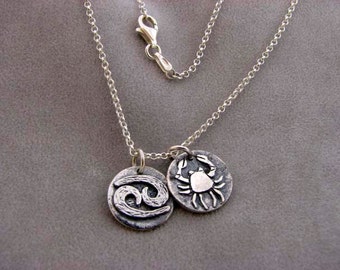 Sterling Silver Cancer Zodiac Sign Necklace