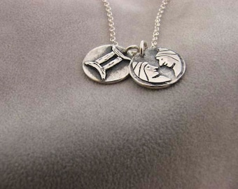 Sterling Silver Gemini Zodiac Sign Necklace