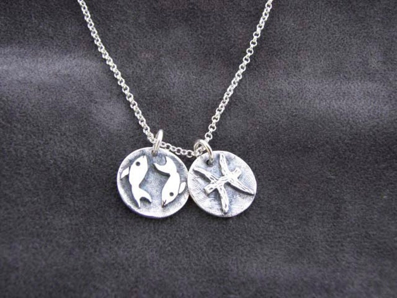 Sterling Silver Pisces Zodiac Sign Necklace - Etsy