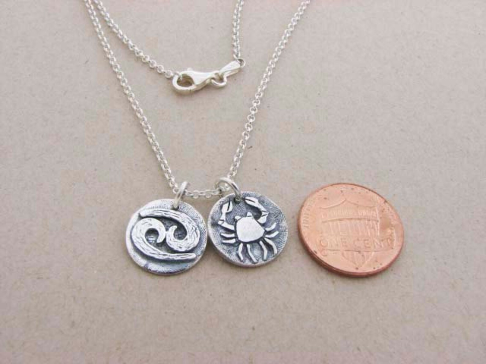 Sterling Silver Cancer Zodiac Sign Necklace Etsy