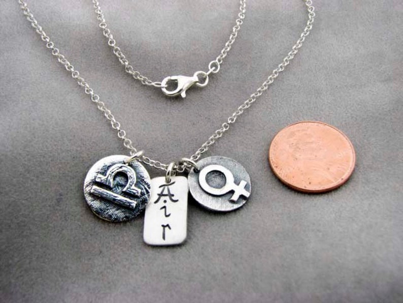 LIBRA Sign With Element AIR and Ruling Planet VENUS. Silver Necklace - Etsy