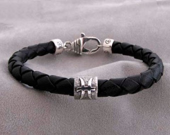 PISCES - Silver and  Braided Leather Bracelet