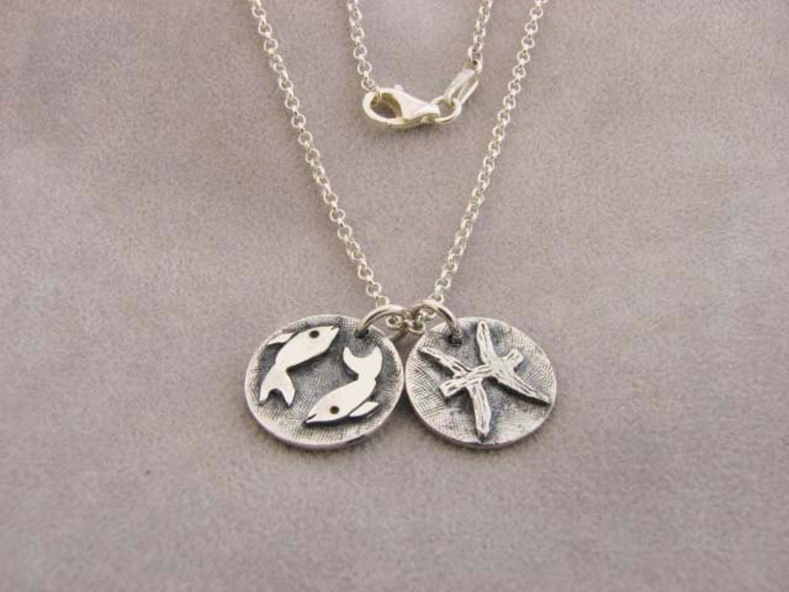 Sterling Silver Pisces Zodiac Sign Necklace - Etsy