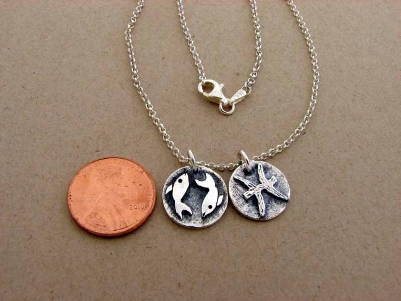 Sterling Silver Pisces Zodiac Sign Necklace - Etsy
