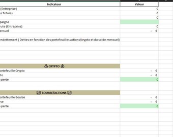 Excel & Google Sheets Financial Kit | Budget, Cash Flow, Crypto, Stock Market Debt + Simulators (FR)
