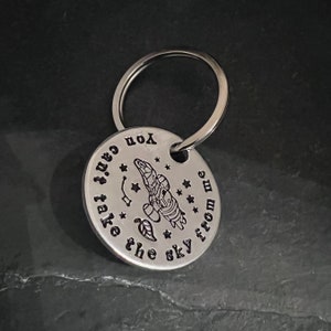Hand stamped "you can’t take the sky from me" Firefly inspired keychain