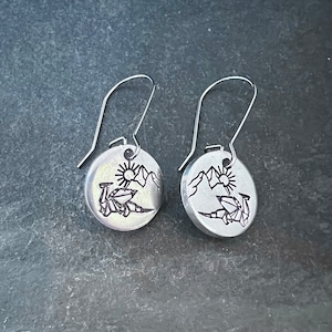 Sunrise Dragon hand stamped earrings
