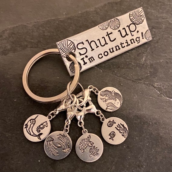Hand Stamped Keychain shut Up Im Counting With Set of 5 Hand Stamped Mermaid Stitch Markers Etsy Canada