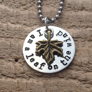 Firefly I am a leaf on the wind necklace News Print Font