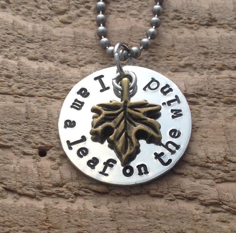 Firefly I am a leaf on the wind necklace News Print Font