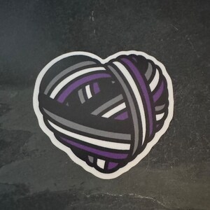 Asexual pride yarn heart sticker