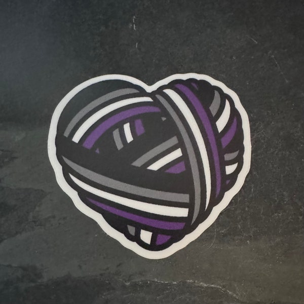 Asexual pride yarn heart sticker