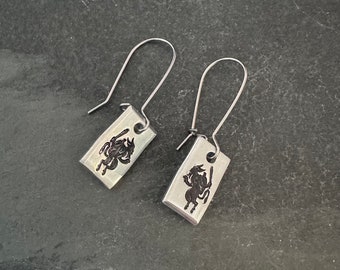 Classic Krampus hand stamped earrings