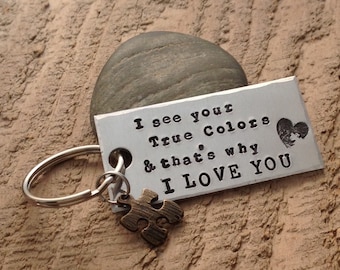 Autism Awareness Keychain, hand stamped with love!