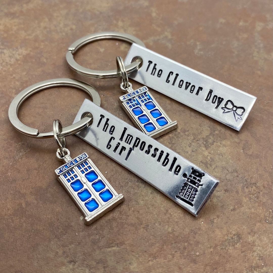 Dr Who Inspired Clara and the 11th Doctor Hand Stamped Keychain Set - Etsy