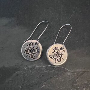 Queen Bee hand stamped earrings