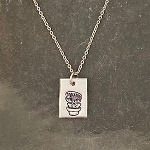 Micro Venus Fly trap hand stamped necklace