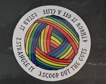 Rainbow Knitting instructions sticker