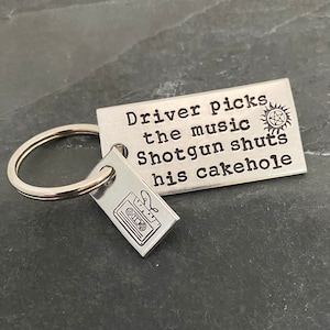 Supernatural inspired keychain Stamped rectangle