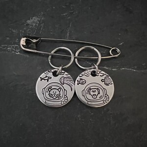 Hand stamped Pet Animal Astronauts stitch marker set