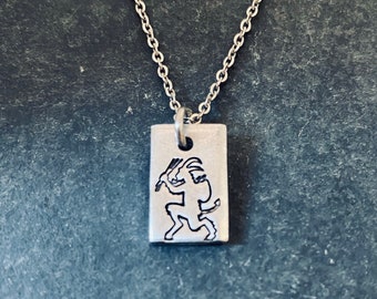 Micro Krampus hand stamped necklace