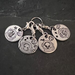 Hand stamped Out of this world Animal Astronauts stitch marker set