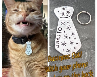 Hand stamped business cat tags (with or without your phone number on back)