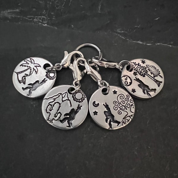 Hand stamped big foot nature stitch marker set