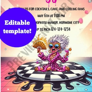Personalized Funny 50th Birthday Invitation | Editable Canva Template | Over the Hill Party | Dark Humor Birthday Invite | Digital Download