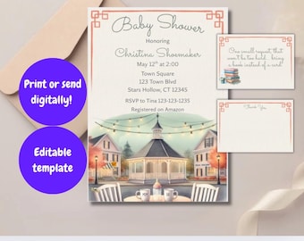 Customizable Gilmore Baby Shower Invitation/Thank You/Book Card Set | Personalized Instant Digital Download