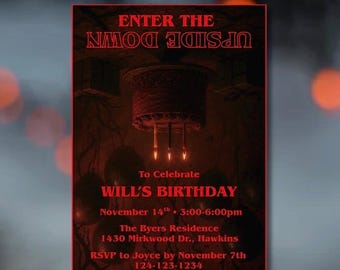 Editable Stranger Birthday Party Invitation  | Digital download | Print at home