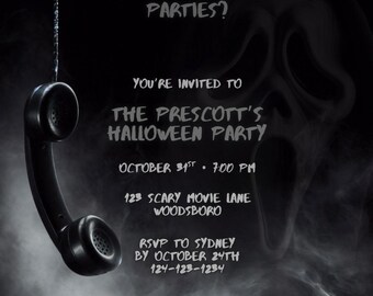 Editable Ghost Face Halloween Party Invitation - Ghostface Birthday Party Invitation - Customizable Template (5.5x5.5 inches)