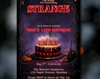 Customizable Stranger Birthday Party Invitation | 5x7 Editable Digital Invite | Print At Home