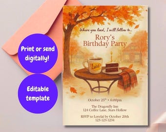 Fall Birthday Invitation | Fall Table Party Invite | Editable Template | Digital Download