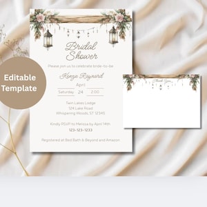 Customizable Barn & Beam Bridal Shower Invite/Thank You Card Set | Personalized Rustic Wedding Template | Instant Download
