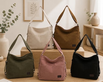 Large Capacity Shoulder Crossbody Bag | Elegant Multi Pocket Bag | Aesthetic Handbag | Minimalist Bag | Corduroy Tote Bag Women | Gift Wife