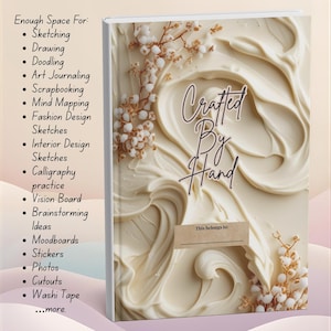 Crafted By Hand – Elegant Floral Digital Sketchbook | 6x9” | 150 Blank Pages | Printable