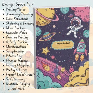 Out Space Adventure Kids Kompositionsnotizbuch | Lustiges gefüttertes Journal & Schreibbuch