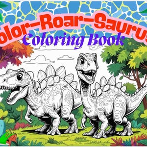 Libro para colorear de dinosaurios de 20 páginas para niños: PDF imprimible, divertidas páginas de actividades para preescolar y primaria.