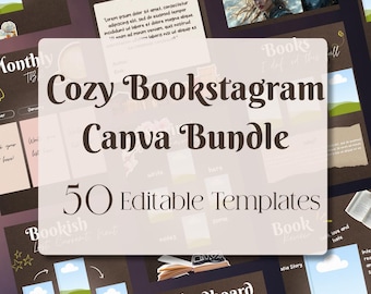 Bookstagram Canvaテンプレート（Instagram投稿50選セット）｜書評、TBR、読者コンテンツ｜編集可能なInstagramテンプレート
