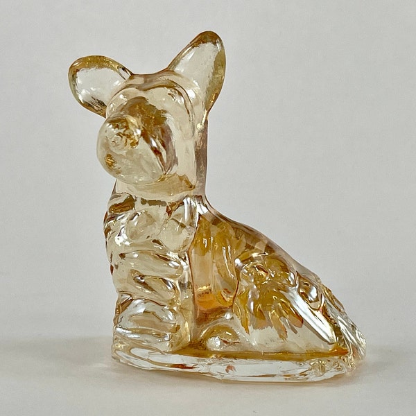 Vintage 1930s Jeanette Glass Co - Depression Era Carnival Glass Scottie Dog - Free Shipping