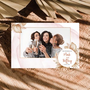 Boho Wedding Photobooth Template 4x6 Rustic Palm Leaves Bohemian Theme Bridal Shower Anniversary Landscape single photo booth template W13