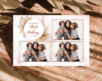 May include: A wedding photo card with four photo frames. The top left features text that reads "The Wedding of Mark & Brittany 5 Aug 2021". The photos show three women toasting with champagne flutes.