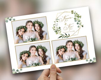 Wedding Photobooth Template 4x6 Eucalyptus Bridal Shower Anniversary Greenery Gold Photo Booth Template 529