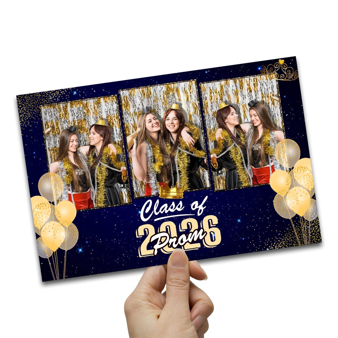 Graduation Photobooth Template 4x6 Navy Blue and Gold Class of 2026 ...